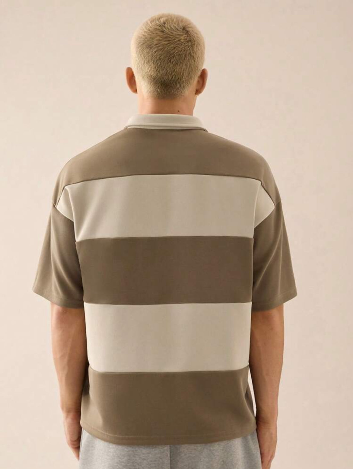 Beige Textured Cuban Collar Shirt