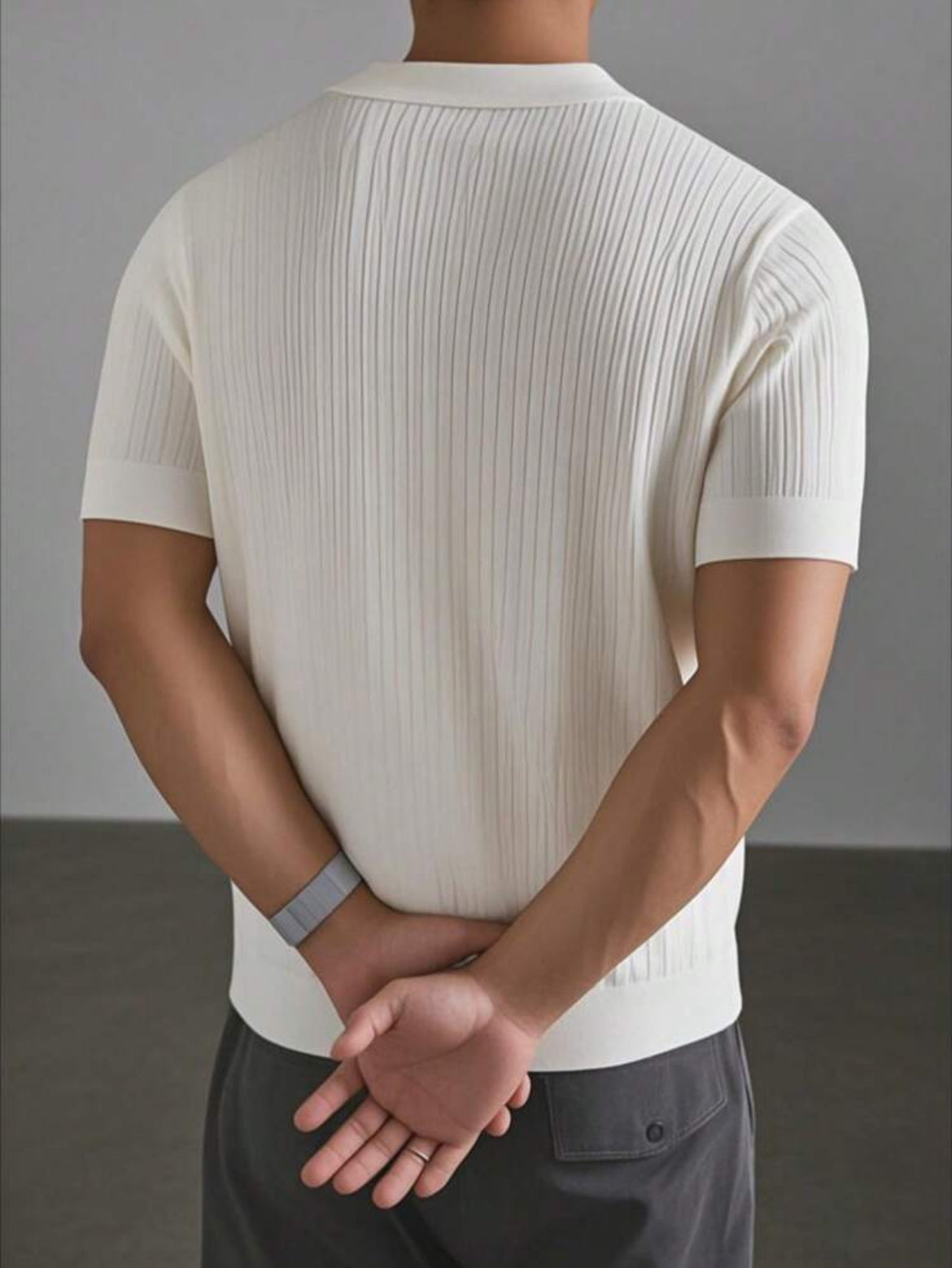 White Textured Cuban Collar Shirt