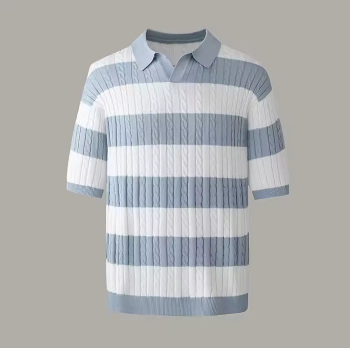New men’s stripe splicing Knit polo Tees