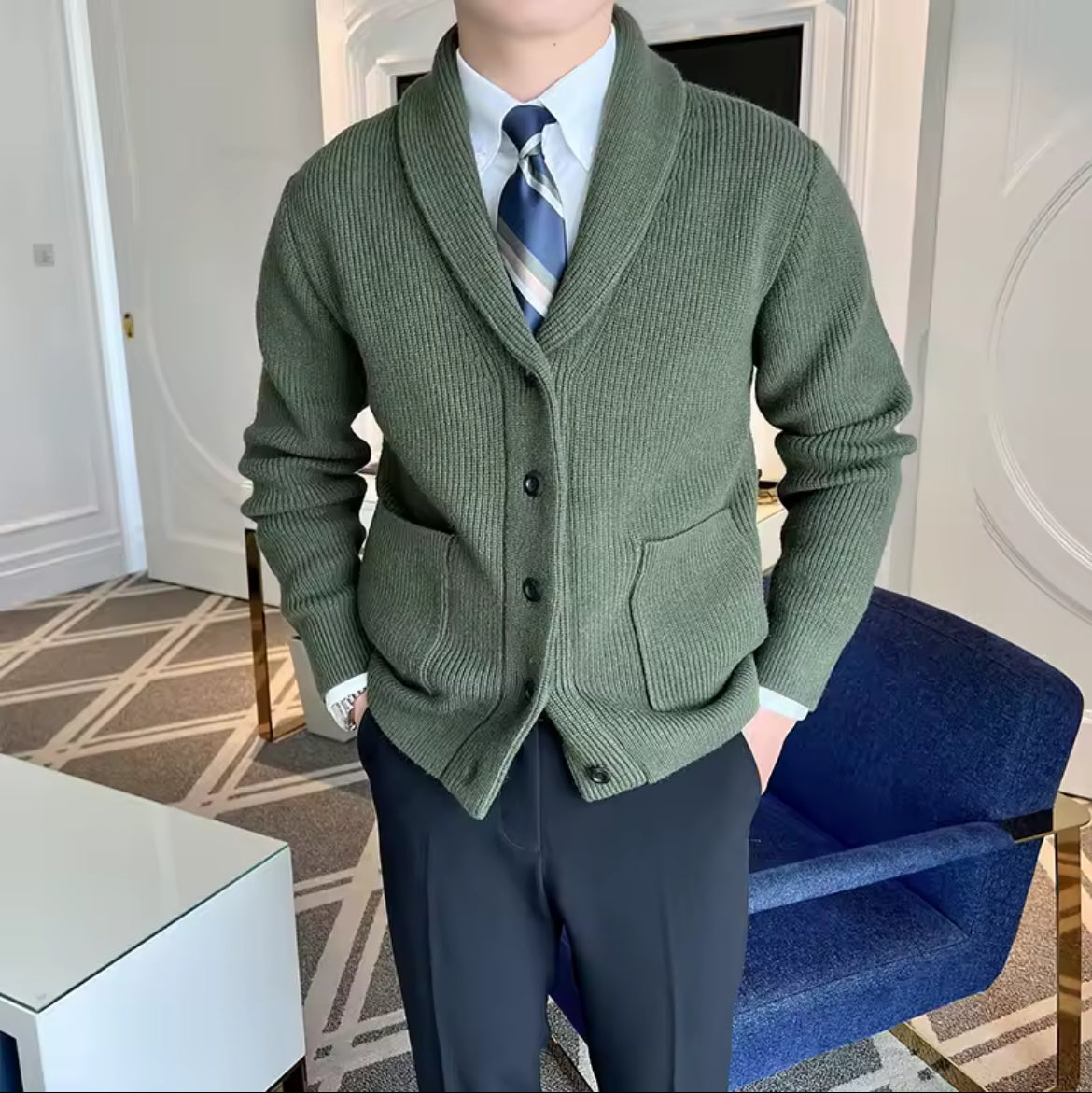 Velin Knitted men’s Autumn/winter Luxury button Cardigan