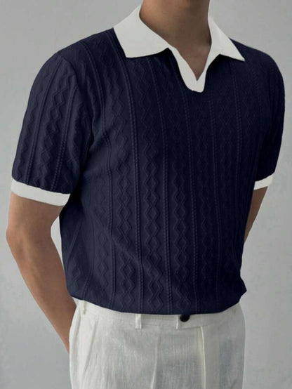 Men contrast knit sweater top tee
