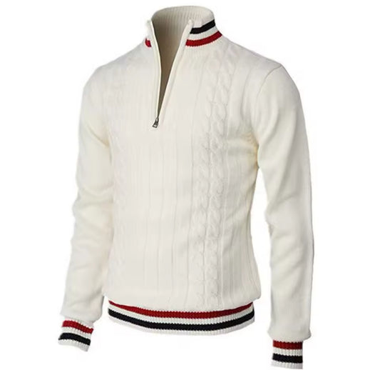 Men long sleeve half zipper collar neck sweater