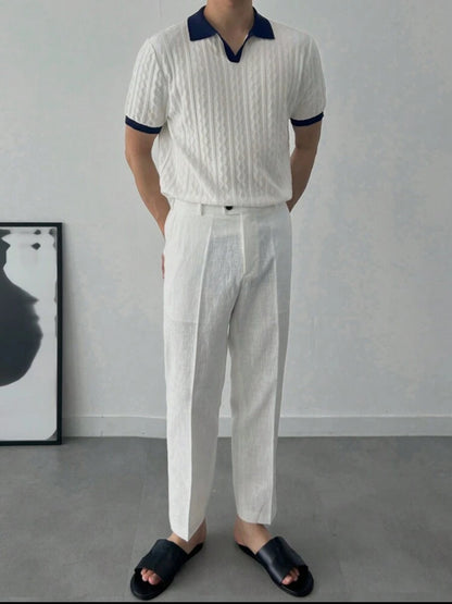 Men contrast knit sweater top tee