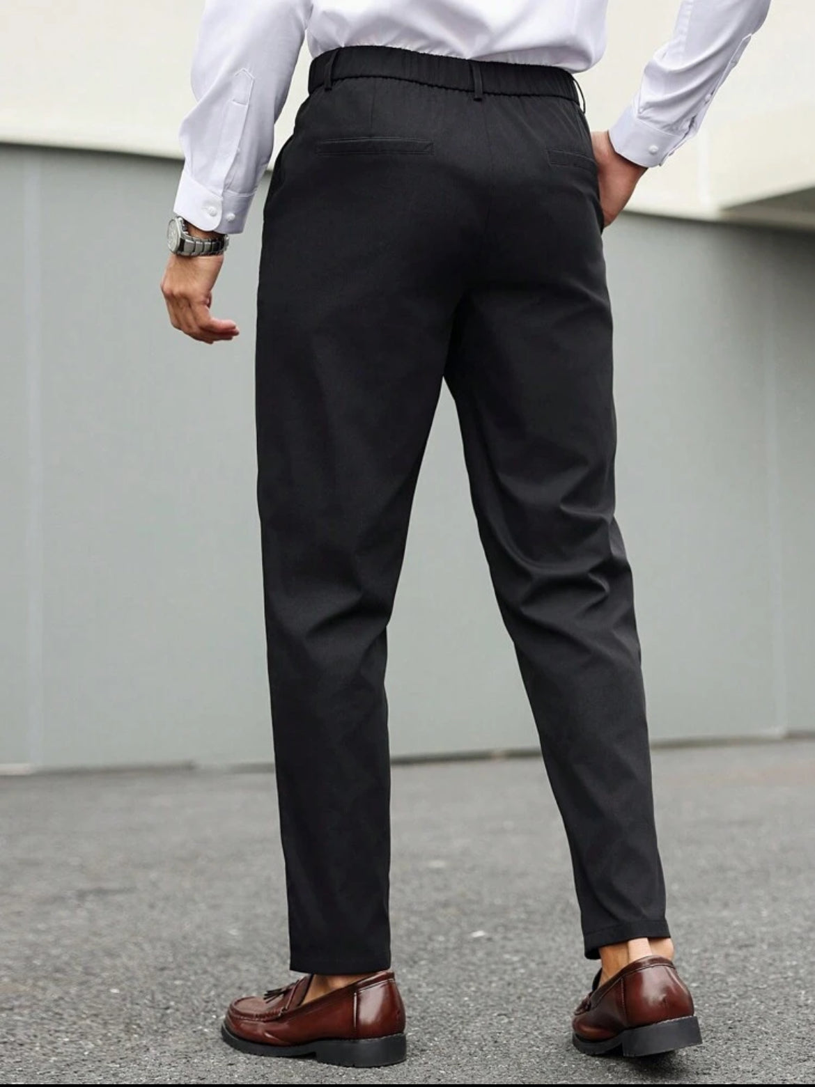 Men solid color slim fit suit pants