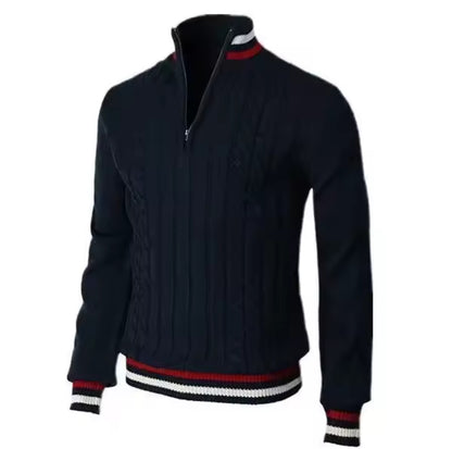 Men long sleeve half zipper collar neck sweater