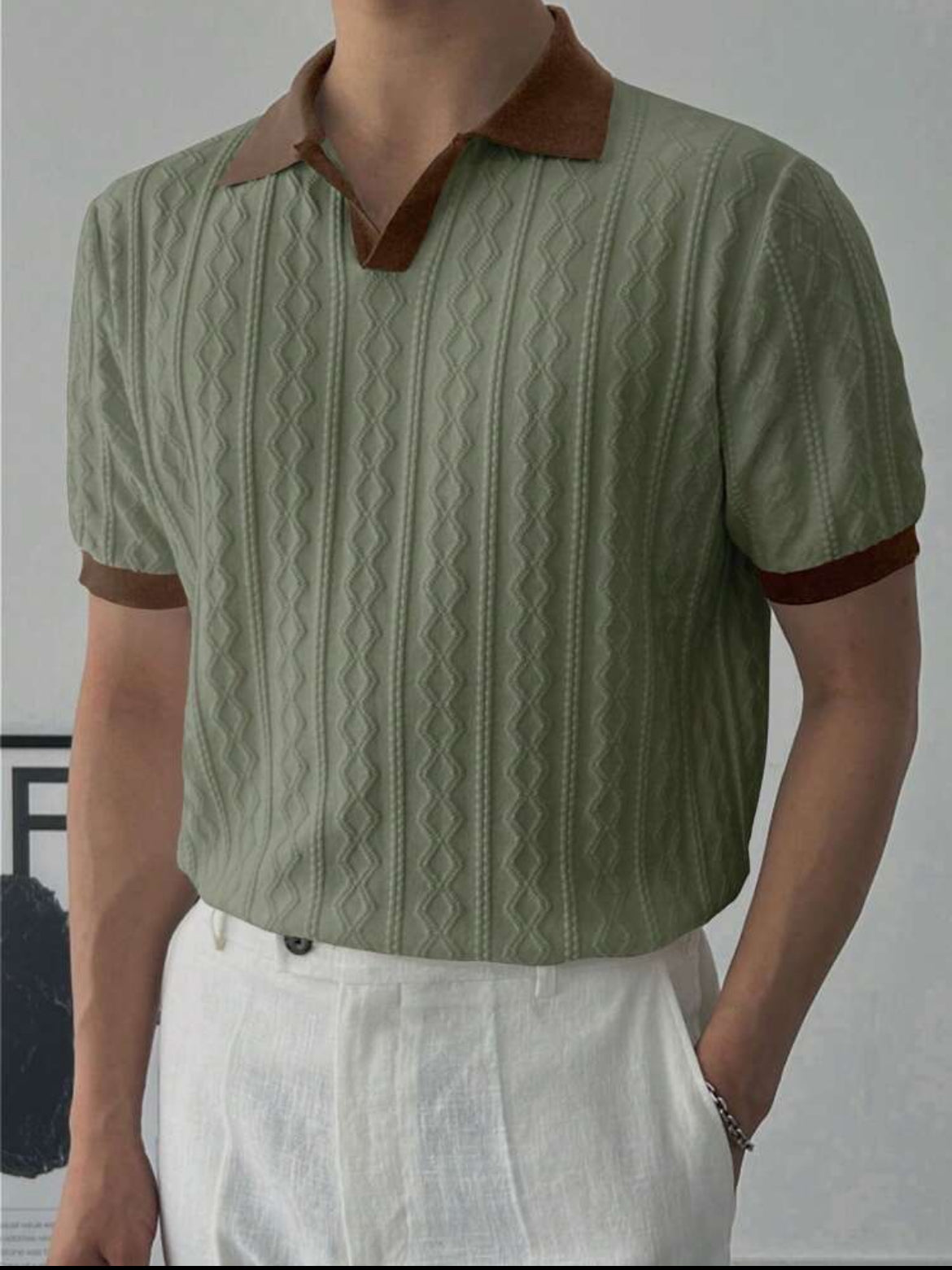 Men contrast knit sweater top tee