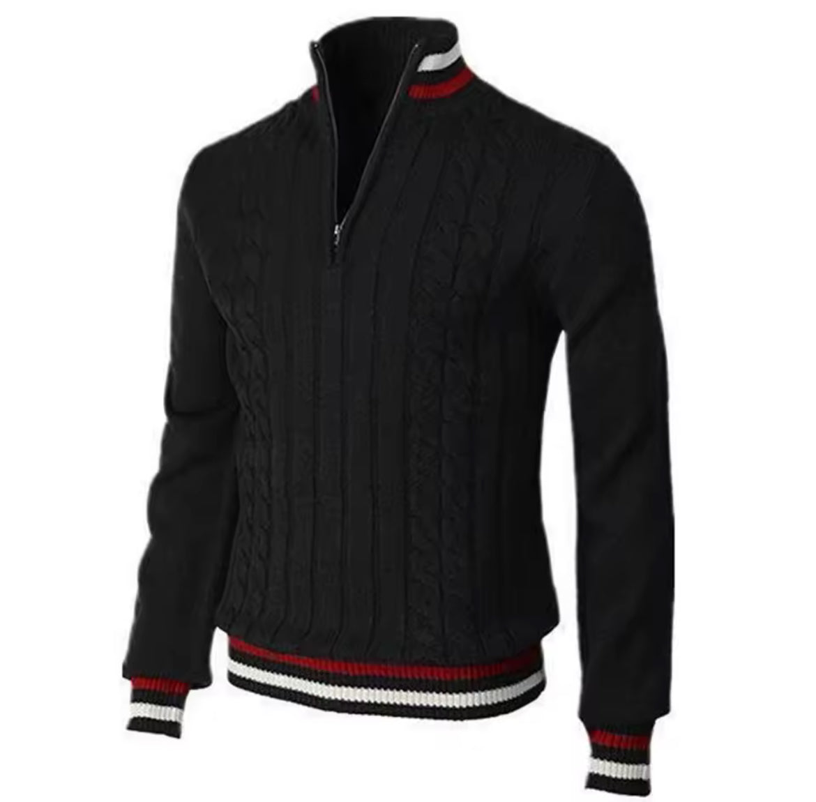 Men long sleeve half zipper collar neck sweater