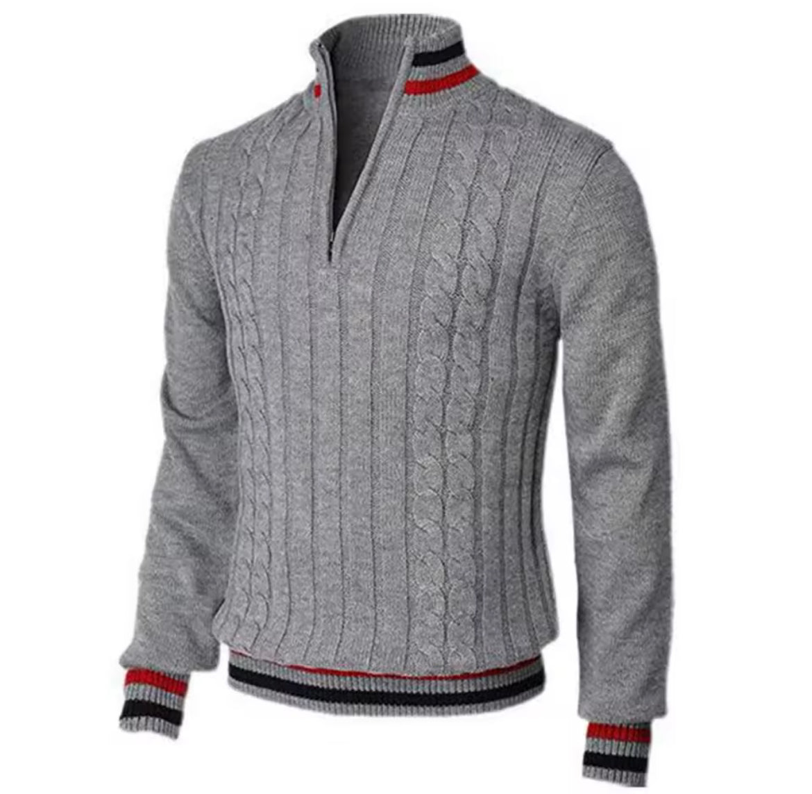 Men long sleeve half zipper collar neck sweater
