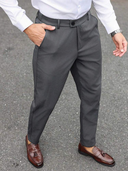 Men solid color slim fit suit pants