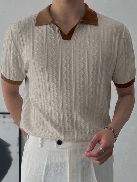 Men contrast knit sweater top tee