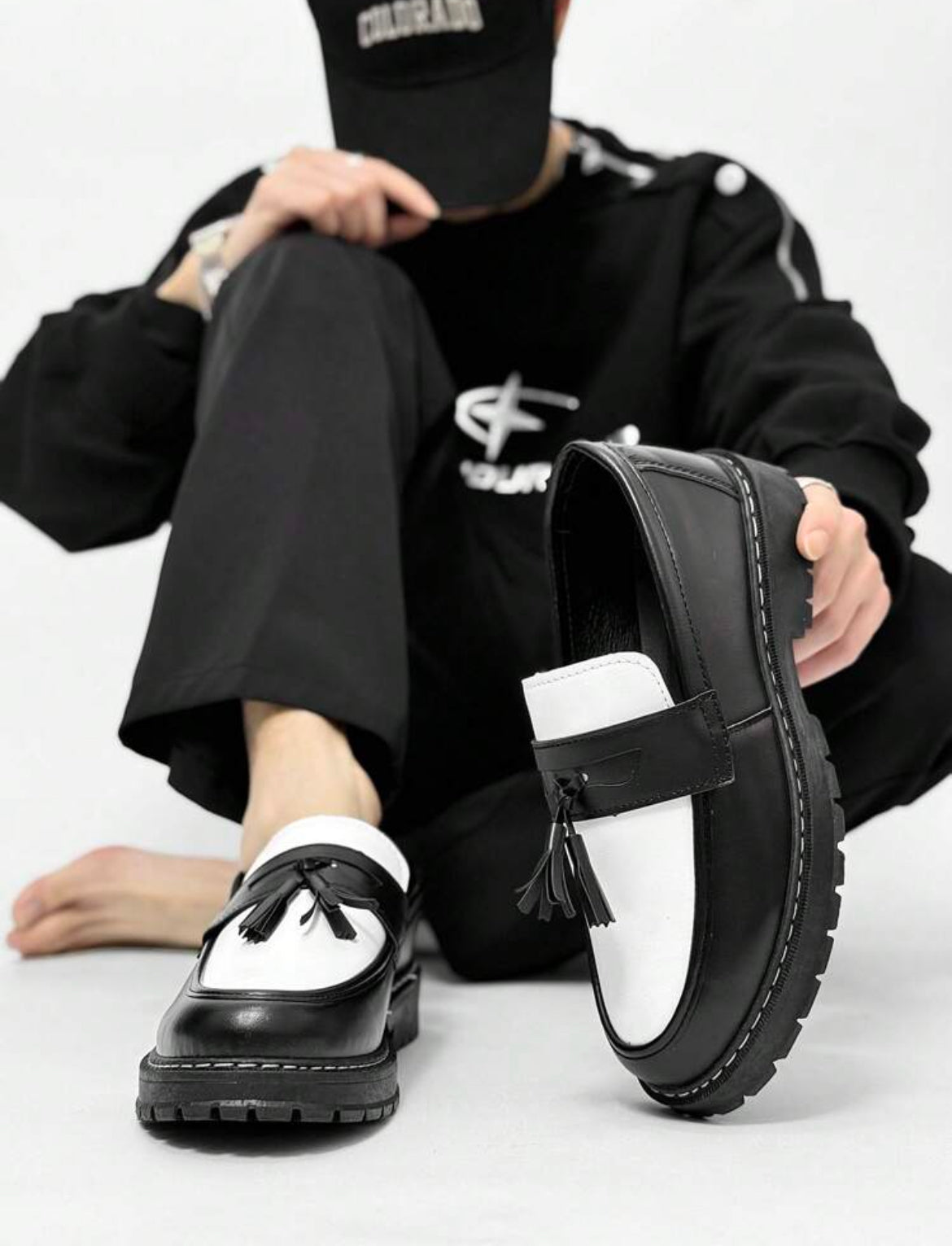 Men thick sole slip on loafers