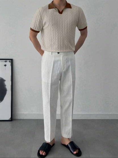Men contrast knit sweater top tee